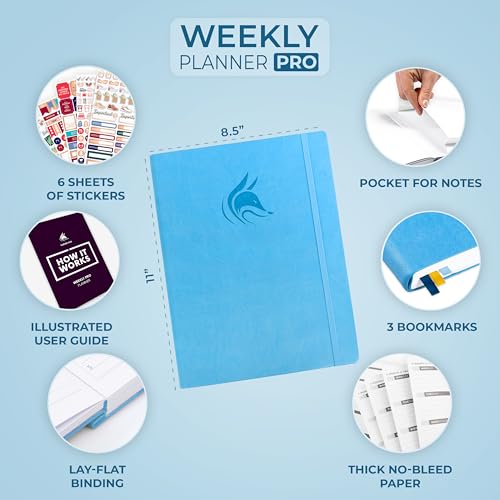 Clever Fox Planner PRO, Undated Weekly Planner, 8.5x11 Blue - color: Blue (Undated), size: A4 (8.5" x 11") Standard Version