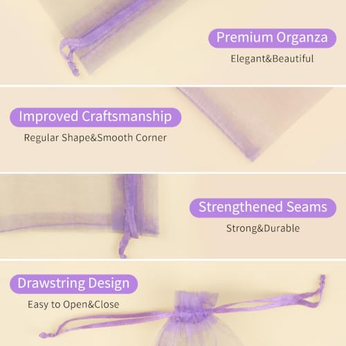 Crweety 50PCS Organza Bags 3x4 Light Purple Small Gift Bags Mesh Drawstring - color: Lavender Purple