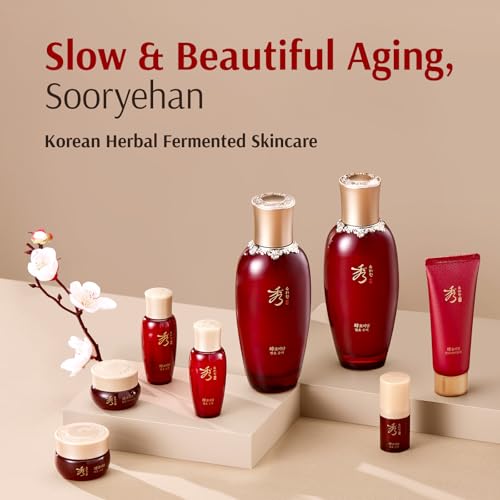 Sooryehan Hyobidam Fermented Skincare Gift Set with Wild Ginseng - Premium Korean Anti-Aging Skin Care Kit for Intense Hydration, 13.53 fl oz (Full Size Toner & Emulsion + Mini Cream, Eye Cream, Mask)