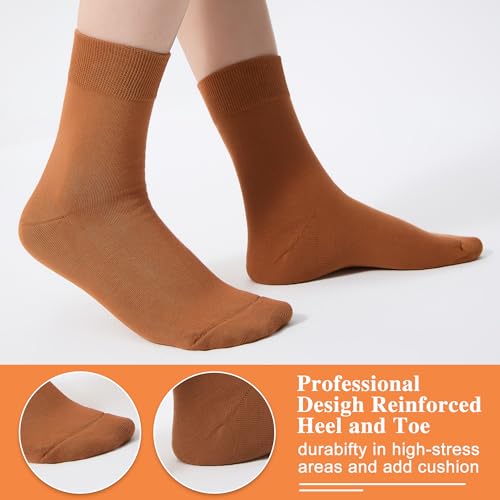 ATBITER Women Thin Cotton Crew Socks,Ankle Bootie Casual Dress Socks 6Pairs - color: 6 Pairs Multicolor, size: 9-11