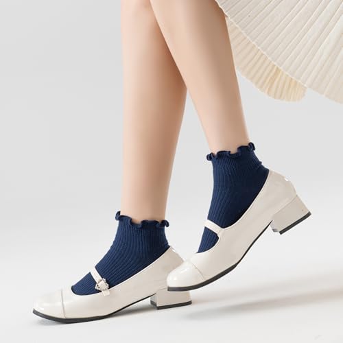 Mcool Mary Womens Ankle Ruffle Socks 6 Pack - color: Navy Blue, size: 5-9