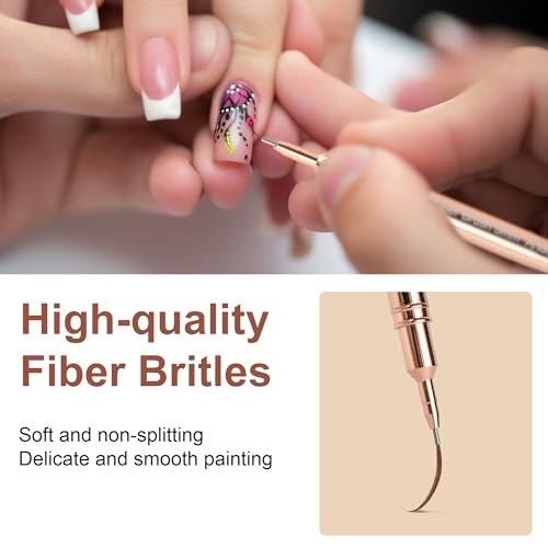Artdone Metallic Nail Art Pens, Liner Brushes Set, 5PCS Gold Nail Tools - color: Copper Liner Brush Set
