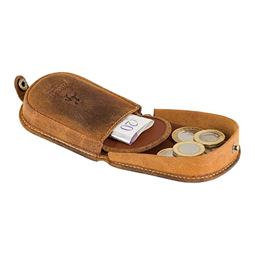 Visconti TRY-5 Smooth Soft Leather Coin Purse Pouch Tray/Money Change Holder (Tan) - color: Tan