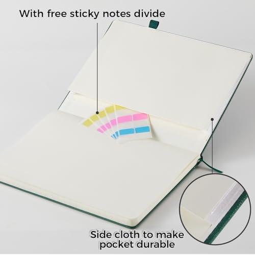 FOCUS DAY A4 Lined Journaling Notebook, 2 Pack, 8.5" x 11" Large Size, PU Leather Hardcover, for Women/Men Writing Work, College School Office Supplies - color: Black_Green, size: A4