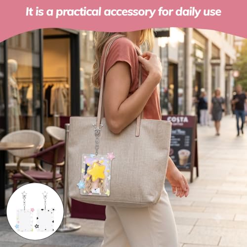 2Pcs Acrylic Photocard Holder Keychain, KPOP Mini Photo Card Holder Key Chain, Idol Picture Display Case Portable Bag Charm Gift for Fans