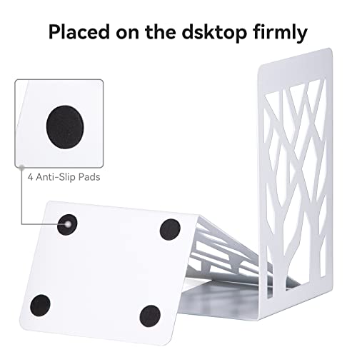 Book Ends for Shelves and Heavy Books - Metal White Bookends 1 Pair - Home Decorative Shelf Holder, Supports, and Stoppers - size: White-1 pair