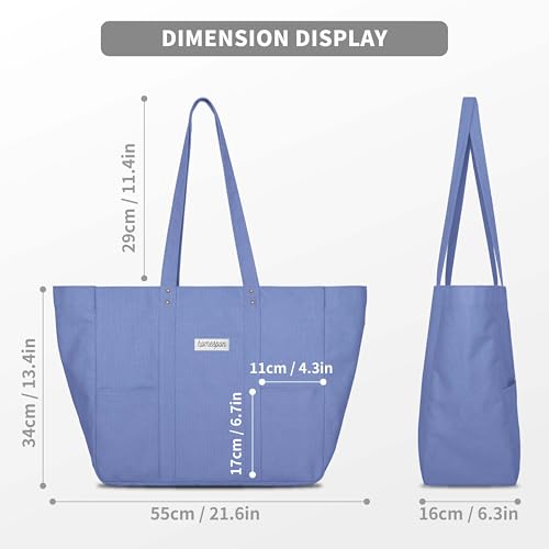 HOMESPON Large Canvas Tote Bag, Magnetic Work Laptop Pack for Women - color: Violet