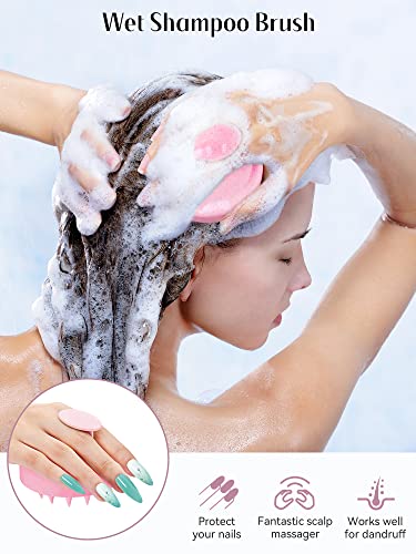 HEETA Scalp Massager Hair Growth Scrubber for Dandruff Removal Hair Care - color: New Pink