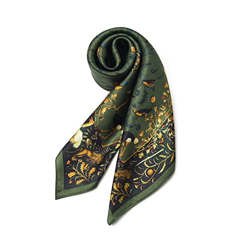 100% Mulberry Silk Scarf - 25.6" Square Neckerchief & Headscarf Gift Packed - color: Green