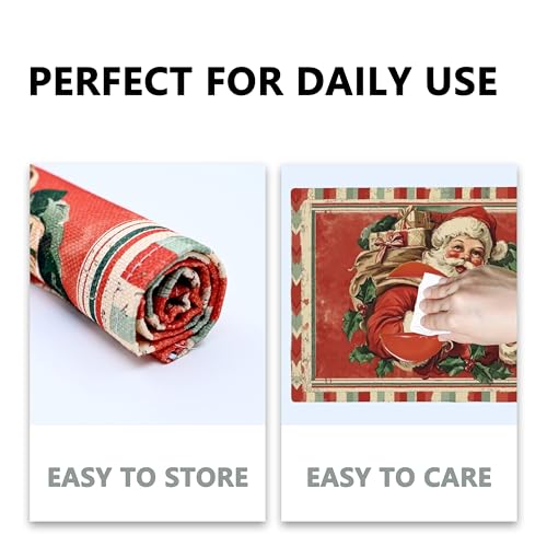 Santa Claus Snowman Table Placemats Set of 4 Place Mats Linen Wipeable Placemats Waterproof Rectangle Table Mat for Kitchen Dining Dinner 18 X 12 Inch - color: Santa Claus Snowman