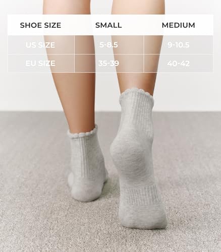 CS CELERSPORT Women's Mini Crew Ankle Socks with Scalloped Top,Pack of 6 - color: Black+white+gray, size: Medium