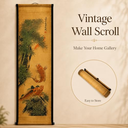 Wall Art Poster Prints Painting Hanging Scroll Decor Asia Summer Koi Fish - color: D2