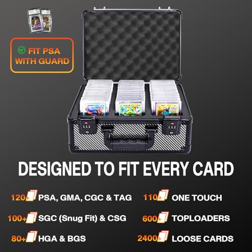 Graded Card Storage Box, TSA Lock 3-Row Travel Case for PSA - size: medium