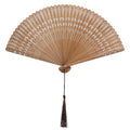 SEWACC Bamboo Silk Folding Fan Handheld Vintage Asian Style Fan with Tassel for Dance Performance Daily Use