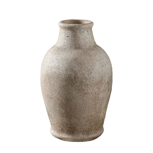 Ceramic Flower Vase 8.3（inc） Gray Rustic Farmhouse Decor Living Room Home Decor Bedroom Decorations for House Book Shelf Office Coffee Desk Dining Fireplace Floor vase
