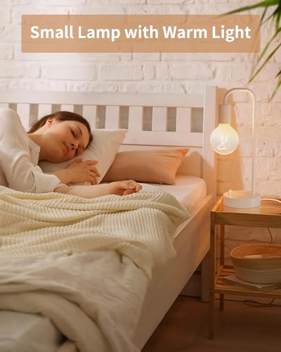 ONEWISH Industrial Small Table Lamp for Bedroom, Fully Dimmable Modern Beside Lamps with 2700K Warm Light Bulb for Kids Reading, White Nightstand Lamps for Living Room, Dorm,Home Office - color: White 1 pack, size: Non-USB