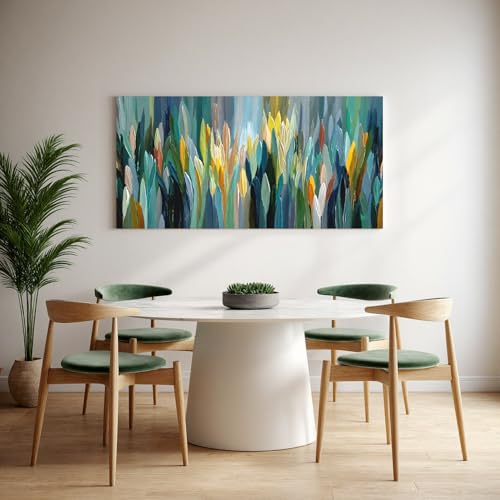 Vibrant Teal Green Abstract Canvas Wall Art For Living Room Prints 20×40 - color: LAI-12J, size: 40"L x 20"W
