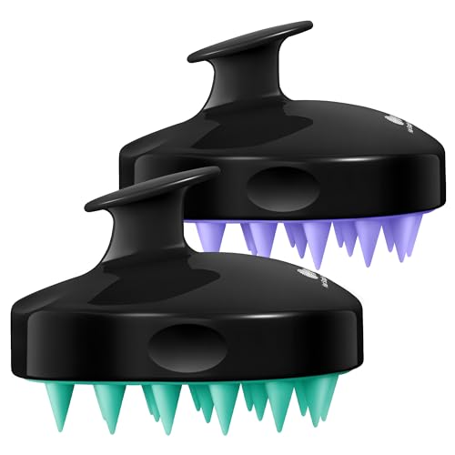 HEETA 2-Pack Large Scalp Massager Scrubber Shampoo Brush for Hair Growth - color: Turquoise & Purple
