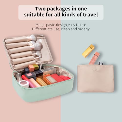 Queboom Travel Makeup Bag Cosmetic Bag Toiletry Bag for Women & Men, Green - color: Green-1pcs