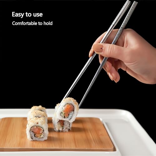 IQCWOOD Laser Engraved 304 Stainless Steel Chopsticks, 5 Pairs - color: Coin Pattern