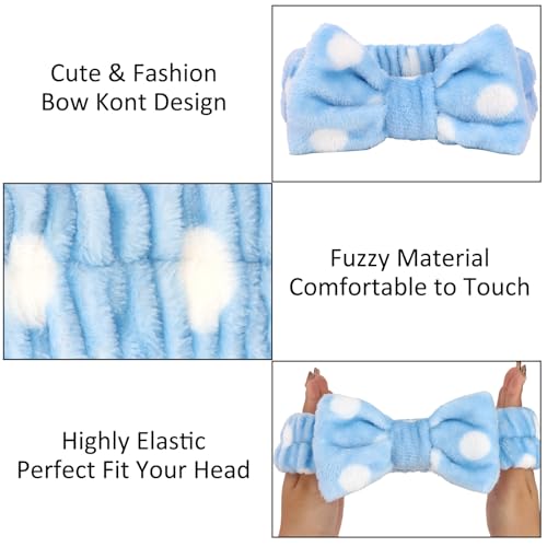 10 Pack Blue Polka Dot Spa Headbands - color: Dot blue