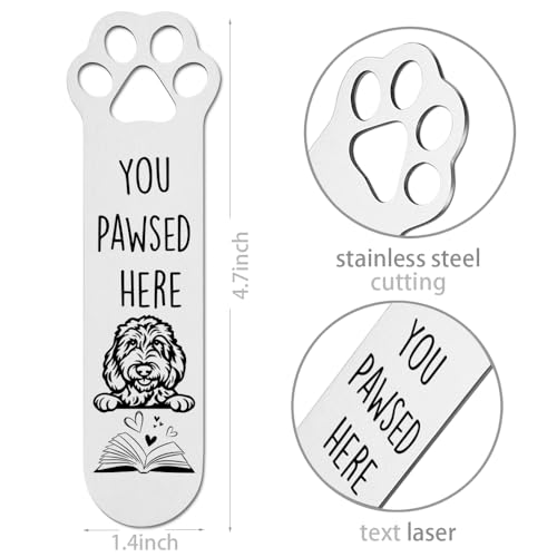 FOKCBOCM Goldendoodle Gifts, Goldendoodle Dog Bookmark for Goldendoodle Dog Lover Book Lovers Bookworm Bookish Nerd, Bookmark Dog Lover, Book Club Gifts for Reader Dog Owner Lover-DX129, Silver - style: Goldendoodle Dog