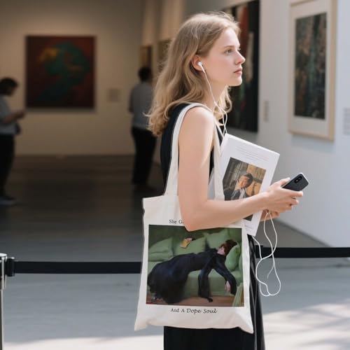 Art Canvas Tote Bag,Art Lovers Gifts,Aesthetic Tote Bag for Women. - color: White - Ramon Casas