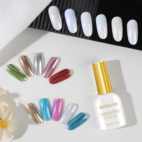 Artdone 16 Jars Chrome Nail Powder Nail Art Fimo 1g/Jar White Pearl - color: 16 Jars White Pearl