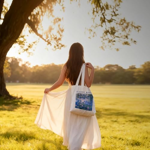 Art Canvas Tote Bag,Art Lovers Gifts,Aesthetic Tote Bag for Women. - color: White - Monet -2