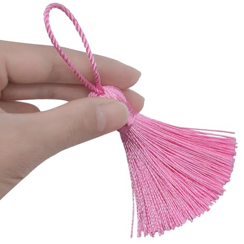 20Pcs 4.3 Inch Silky Mini Craft Tassels for Earrings, Souvenir(Pink) - color: Pink