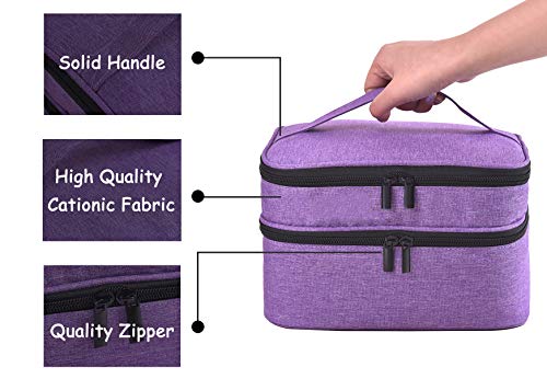 Nail Polish Organizer- Holds 30 Bottles Nail Supply Organizers and Storage Double-layer Nail Bag Organizer Case Nail varnish Organizer Nail Polish Storage Bag with Handle(Purple) - color: Purple
