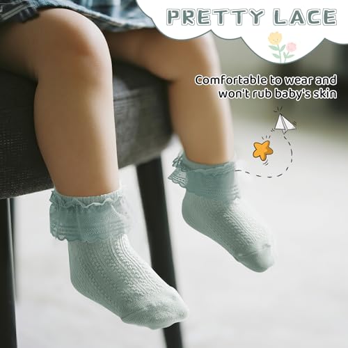 Durio Baby Girl Ruffle Socks, Baby Lace Ankle Socks 0-12M 3 pair3