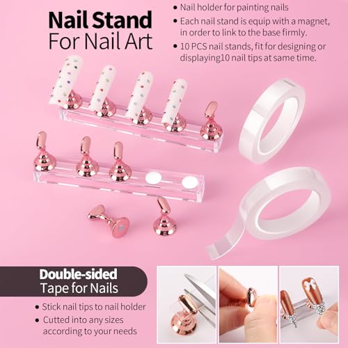 FANDAMEI Nail Art Tools, Nail Tools For Nail Art, Press On Nail Design Tools, Nail Art Kit With Nail Brush, Nail Tools, Nail Stand, Nail Cutters For Nail Tips, Acrylic Nail Clippers