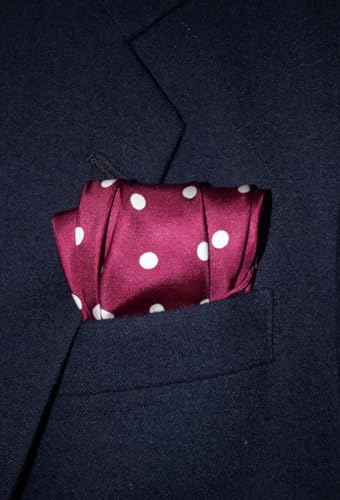Royal Silk Polka Dot Pocket Square - 17" Handkerchief - 12mm Silk Twill - 100% Silk - color: Sangria