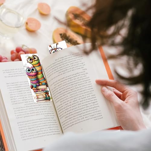 100 Pcs Cute Bookworm Bookmarks, Funny Insect Book Marks for Reading Students, Paper Bookmark Bulk, Christmas Birthday Gifts for Readers Book Lovers - style: Cute Bookworm