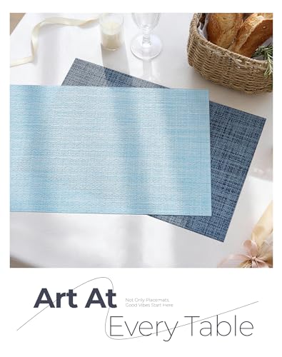 Leetaltree Woven Vinyl Placemats Set of 4, Deep Navy - color: C1- Deep Navy, size: Set of 4