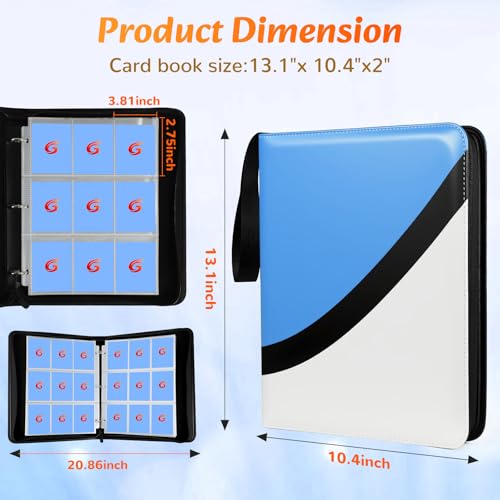 Premium Trading Card Binder, 9 Pocket Trading Card Binder for Pokemon TCG - color: Blue, size: Extra Large