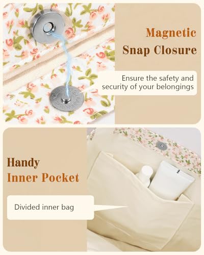 Miss Adola Aesthetic Buckle Tote Bag for Women - color: Pk White Flowers