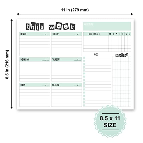 Weekly Planner Pad 52 Tear-Off Sheets Undated 8.5 x 11 Desk Pad - style: Style 2