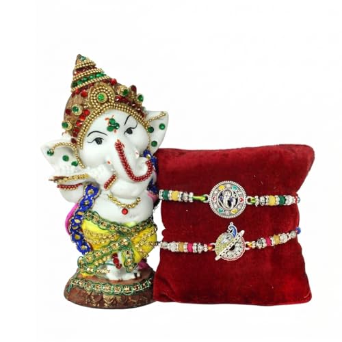 TIED RIBBONS Rakhi for Brother with Gift Set | Bhai Rakhi Set for Brother | Idol Figurine | Roli Tikka - Raksha bandhan Bracelet Rakhi Set of 2