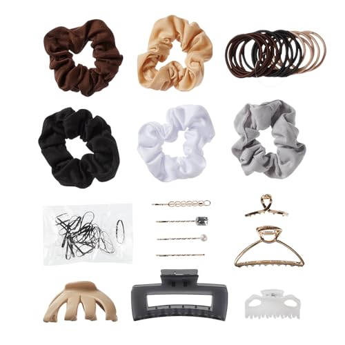 Scunci by Conair 82 Piece hair accessory kit - hair accessories for women - neutral colors- 3 stackable containers - color: Neutral