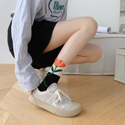 OTAODKA Cute Cotton Socks for Women Novelty Ankle Athletics Sock - color: 5 Pack Flowers B