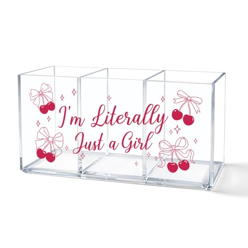 I'm LiterallyJust a Girl Acrylic Cosmetic Organizer 3 Compartments - color: Transparent048