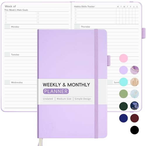 Undated Planner for 2026-2027, Forvencer Weekly Monthly Calendar Planner-A5 - color: Lilac