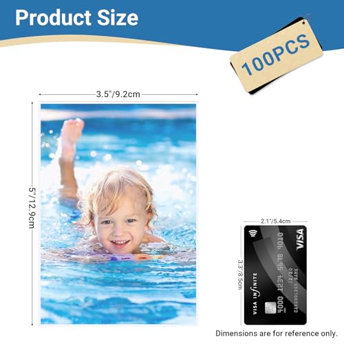 100 Pcs Clear Photo Sleeves, Top Loading Acid-Free Plastic Sheet Protectors for Photos, Index Cards, Archival Safe, Water/dust Proof Storage, 3.5x5 - color: 3.5x5"