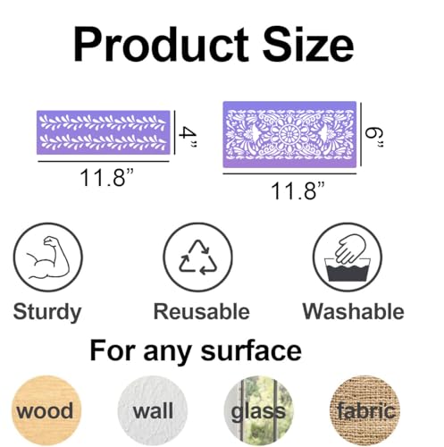 Talavera Stencil Mexican Stencils Floral Border Stencils for Crafts 11.8" - style: Border Corner