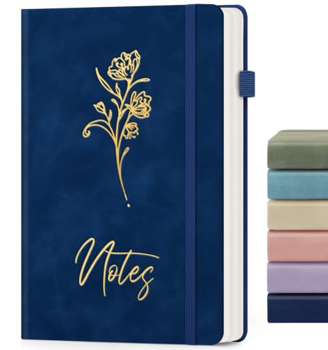 Lined Journal Notebook for Women Men, A5 Hardcover Leather Journals - color: B-Minimalist-Deep Blue, size: 1 Pack-A5（5.8"×8.3"）