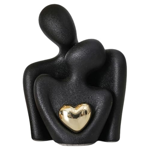 Ceramic Couple Statue - Modern Shelf Decor Knick Knacks for Shelves, Valentine's Day Wedding Gifts, Home Decor for Living Room, Bedroom, Bookshelf & TV Stand - Small Figurines(Black) - size: Black-4.7in