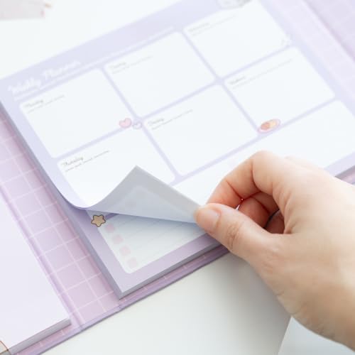 Grupo Erik | Pusheen Weekly Notebook Set with Sticky Notes - color: purple