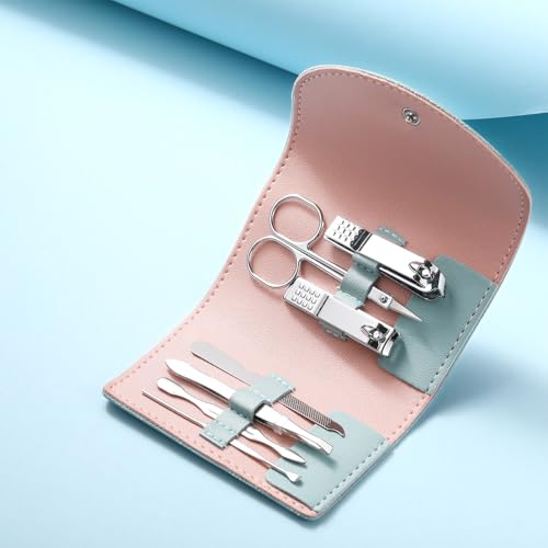12 Set Mini Manicure Bulk, 7 in 1 Nail Clipper, Green - color: Green